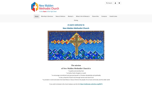 Screenshot of the New Malden Methodist Church website