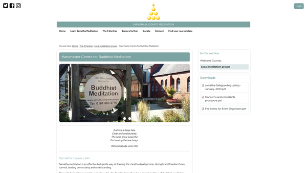 Screenshot of the The Manchester Centre For Buddhist Meditation Trust website