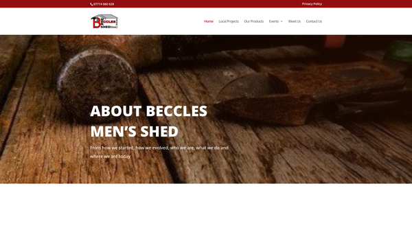 Screenshot of the Beccles Men's Shed website