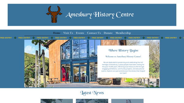 Screenshot of the Amesbury History Centre website