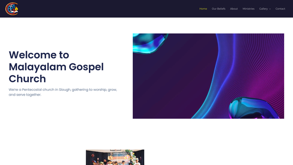 Screenshot of the Malayalam Gospel Church website