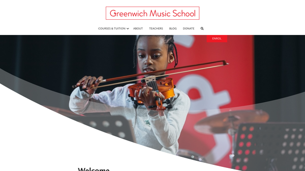 Screenshot of the Greenwich Music School website