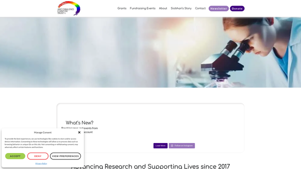 Screenshot of the Arcobaleno Cancer Trust website
