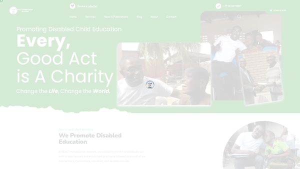 Screenshot of the React Humanitarian Network website