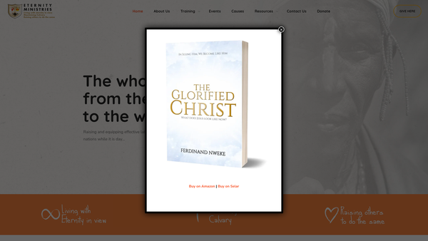 Screenshot of the Eternity Ministries UK Limited website