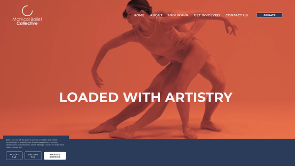 Screenshot of the Mcnicol Ballet Collective website