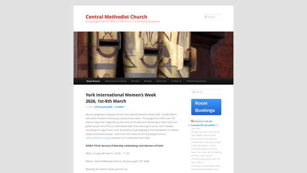 Screenshot of the Central Methodist Church York website