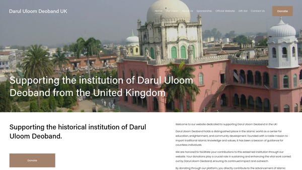 Screenshot of the Darul Uloom Deoband UK website