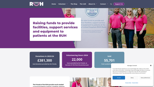 Screenshot of the The League Of Friends Of The Royal United Hospitals (Bath) website