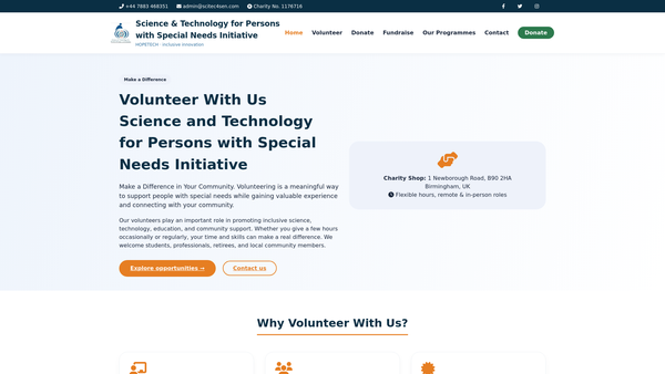 Screenshot of the Science And Technology For Persons With Special Needs Initiative website