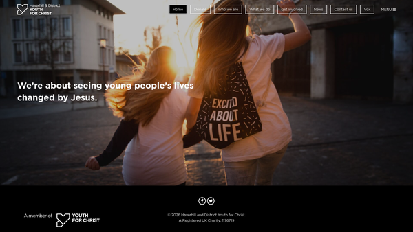 Screenshot of the Haverhill And District Youth For Christ website