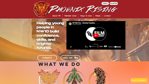 Screenshot of the Phoenix Rising website