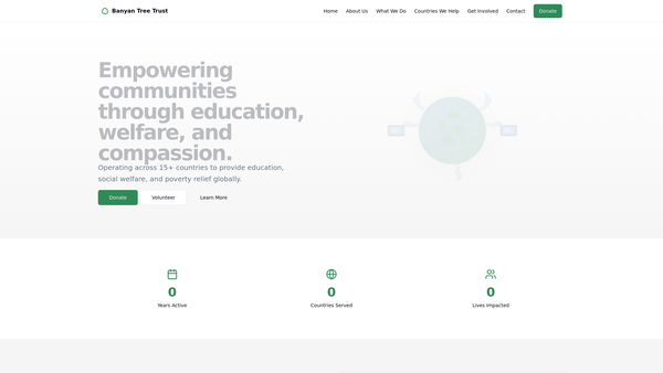 Screenshot of the Banyan Tree Trust website