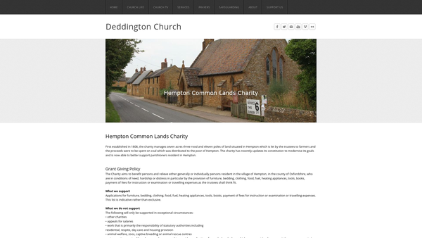 Screenshot of the Hempton Common Lands Charity website