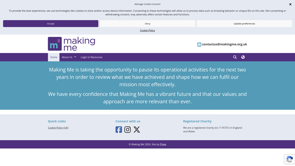Screenshot of the Making ME website