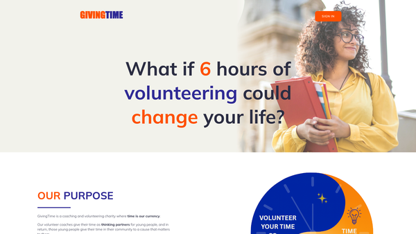 Screenshot of the Givingtime website