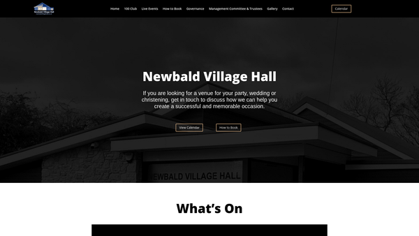 Screenshot of the Newbald Village Hall website