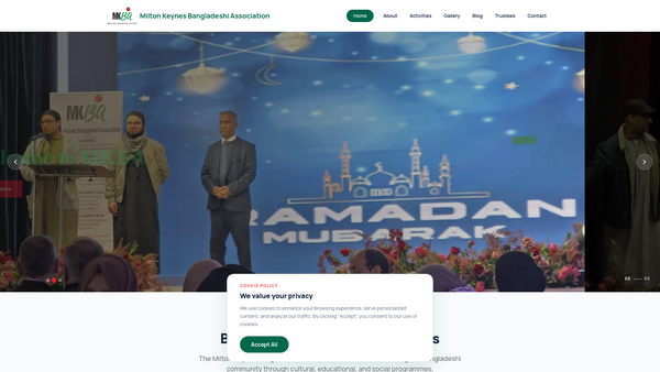 Screenshot of the Mk Bangladeshi Association website