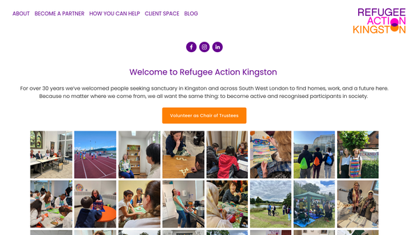 Screenshot of the Refugee Action Kingston website