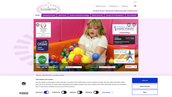 Screenshot of the St Elizabeth's Centre website