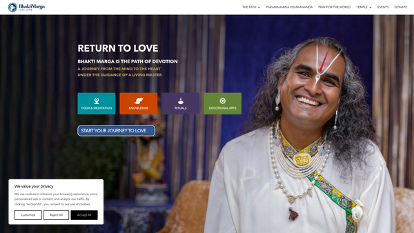 Screenshot of the Bhakti Marga UK website