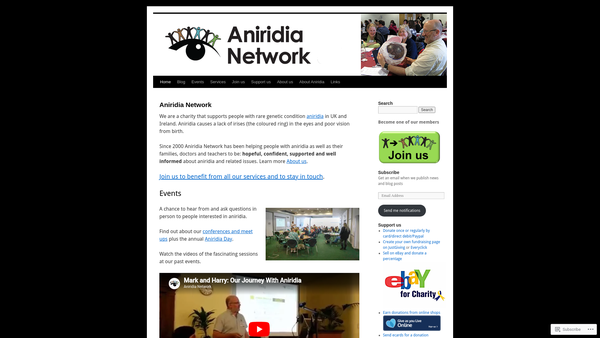 Screenshot of the Aniridia Network website