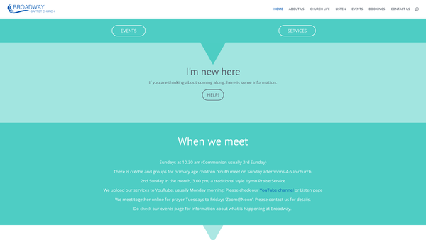 Screenshot of the Broadway Baptist Church website