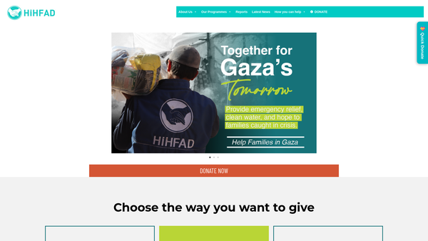 Screenshot of the Hand In Hand For Aid And Development website