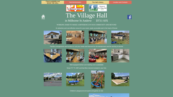 Screenshot of the Milborne St Andrew Village Hall website