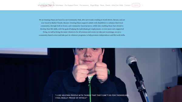 Screenshot of the Creating Chaos website