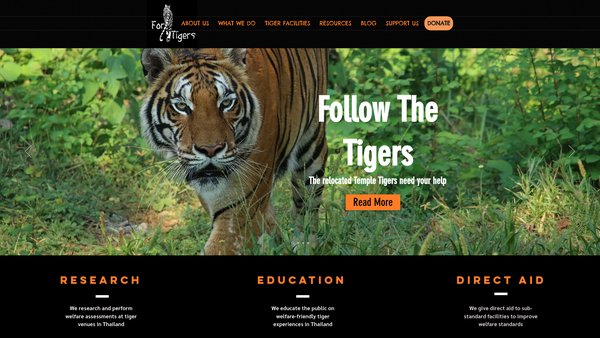 Screenshot of the For Tigers website