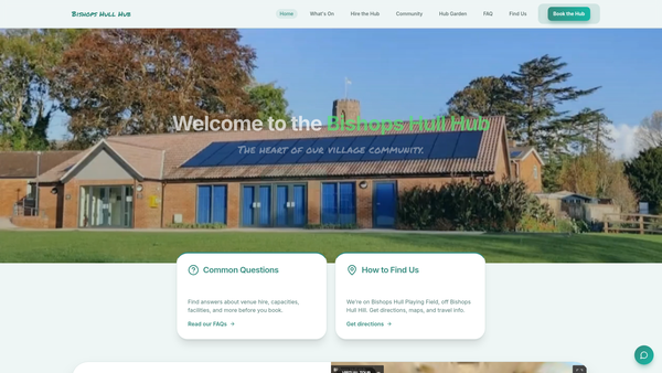 Screenshot of the Bishops Hull Hub CIO website