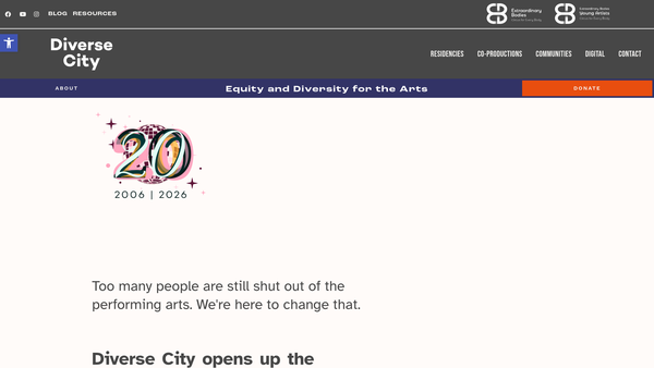 Screenshot of the Diverse City website