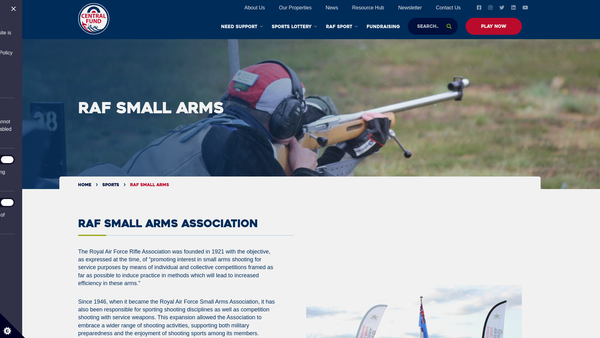 Screenshot of the Royal Air Force Small Arms Association website
