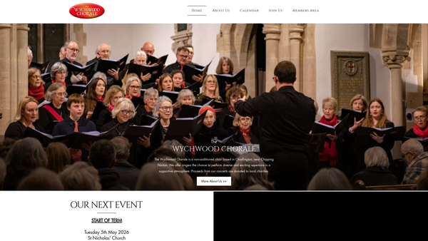 Screenshot of the The Wychwood Chorale website