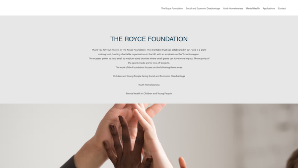 Screenshot of the The Royce Foundation website