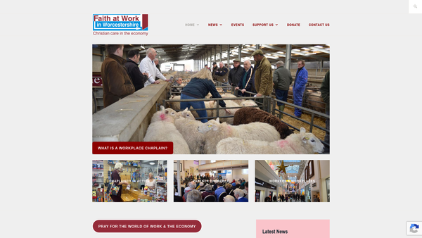 Screenshot of the Faith At Work In Worcestershire website