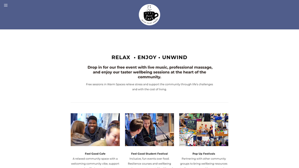 Screenshot of the Feel Good Community Events website