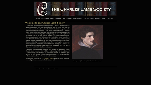 Screenshot of the The Charles Lamb Society website