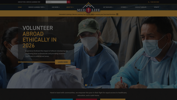 Screenshot of the Medlife UK website
