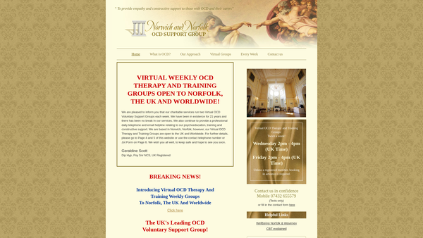 Screenshot of the Norwich And Norfolk OCD Voluntary Support Group website