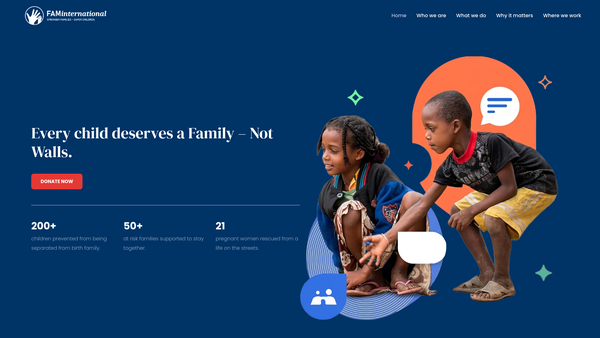 Screenshot of the Faminternational website