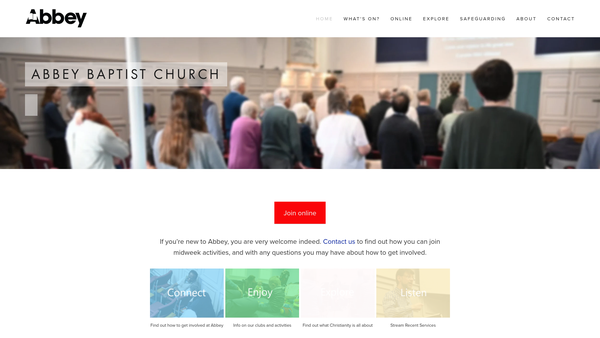 Screenshot of the Abbey Baptist Church website