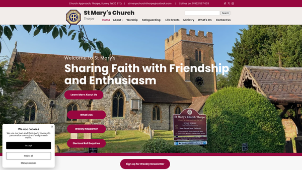 Screenshot of the The Parochial Church Council Of The Ecclesiastical Parish Of St. Mary, Thorpe website