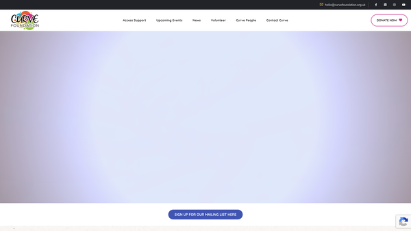 Screenshot of the The Curve Foundation website