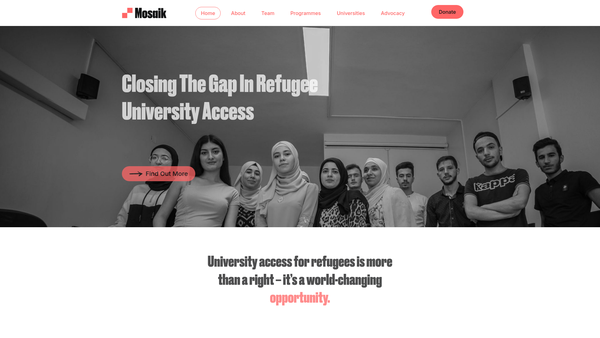 Screenshot of the Mosaik Education website