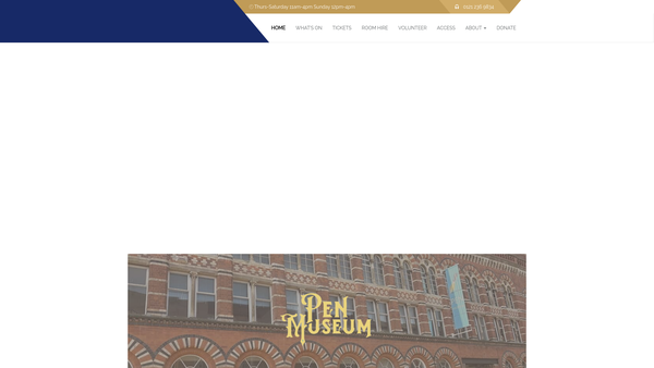 Screenshot of the Birmingham Pen Trade Heritage Association website