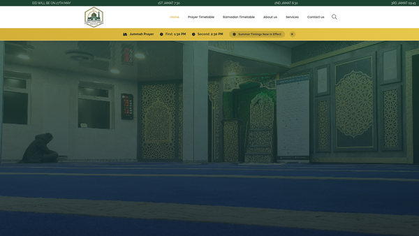 Screenshot of the Central Jamia Mosque And Islamic Educational Centre website