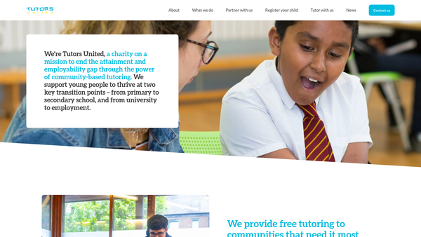Screenshot of the Tutors United website