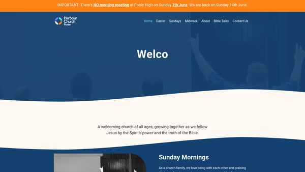 Screenshot of the Harbour Church Poole website